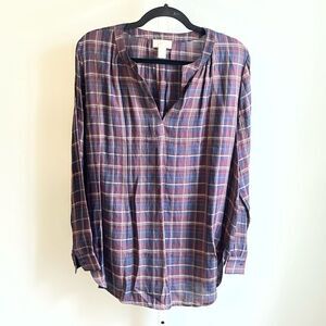 Loft V-Neck Plaid Tunic